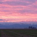 Sunset over snow covered Blue Ridge Berryessa Conservation Area