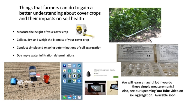Slide of soil health test kit materials given to network farmer participants CIG NRCS State No-till 2022