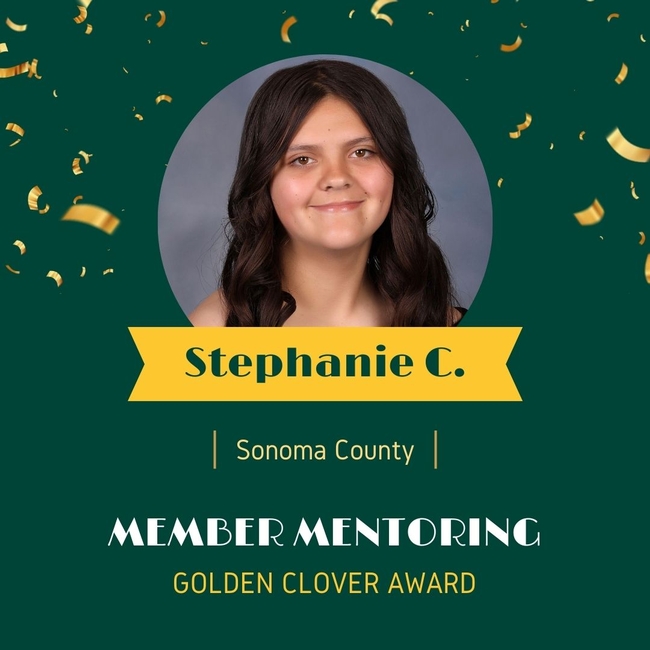 Stephanie C. from Sonoma County, Member Mentoring Golden Clover awardee 2023