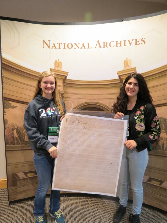 CWF-PI delegates with a replica of the Constitution