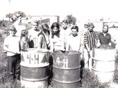 A young Glenda Humiston (second from right) poses with the town trash cans painted as part of a 4-H project, along with her sisters (right-most and left-most) and her mother (second from left). Photos courtesy of Glenda Humiston
