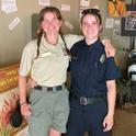Twin sisters Emily (left) and Lindsay Jackson were part of a 4-H project that produced a pet emergency preparedness brochure for Siskiyou County. Emily, currently a grad student at Cal Poly Humboldt, has been a U.S. Forest Service crew lead for the past two summers. Lindsay is a seasonal firefighter with CAL FIRE. Photo courtesy of Emily Jackson