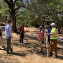 UC ANR Forestry Advisor Mike Jones leads a field day group of Forest Stewardship Workshop participants in Sonoma County. Sonoma County has an oak woodland ecosystem similar to that found in Solano and Sacramento counties. Photo by Kim Ingram