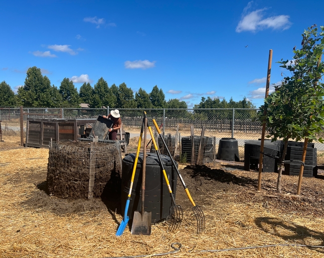 Tending to the compost piles