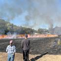 Adina Merenlender, Professor of Cooperative Extension, and John Bailey, Hopland REC director, observe the prescribed burn.