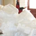 Piles of Styrofoam computer packing donated by county offices.