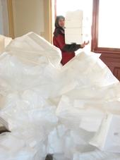Bags of piled Styrofoam