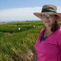 Doctoral student Whitney Brim-DeForest researches invasive rice weeds. (Photo: Brad Hooker)