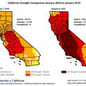 January 2014/2015 drought comparison. Today, 94 percent in 'severe' or worse, a year ago, 88 percent in same.