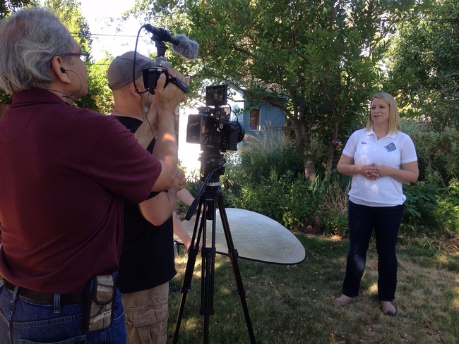 Missy Gable, director of the UC Master Gardener Program, works on video series.