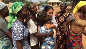 Women express their appreciation to Maria Alfaro for coming to Ebonyi State in Nigeria.