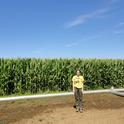Ph.D. candidate Deirdre Griffin at a research plot at the Russell Ranch Sustainable Agriculture Facility