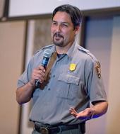 Tom Garcia, fire management officer with the Whiskeytown National Recreation Area, spoke at the UC ANR Fire Summit. (Photo: Evett Kilmartin)