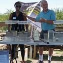 UCCE climate-smart educator Esther Mosase, left, and UCCE specialist Jeff Mitchell at the field day. Mosase is a native of Botswana, the African country where Mitchell served in the Peace Corps before she was born.