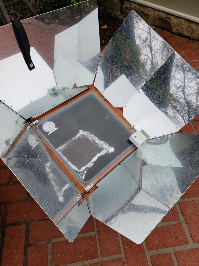 Monitoring temperature in solar oven on an overcast day