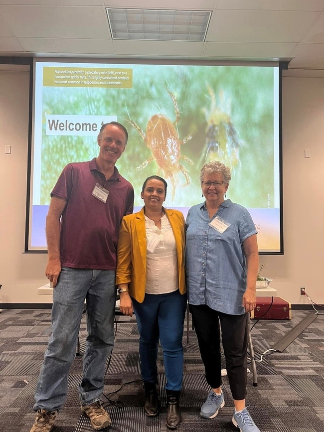 From left: David Haviland, Entomology Advisor Kern County; Sandipa Gautam, Area Citrus IPM Advisor; Beth Grafton-Cardwell, IPM Entomologist, UCR (Emeritus)