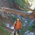 Graduate student Nathan Jumps revisiting Englewild Canyon to collect additional sediment samples. (Photo: A. Gray)