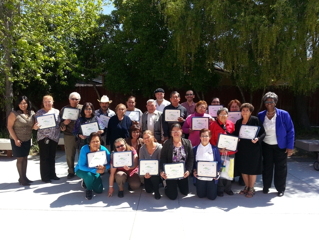 Seniors receive certificates for Quality of Life Education classes. (Photo: UCCE Alameda staff)