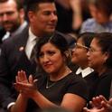 State Sen. Melissa Hurtado, D-Sanger, applauds during the swearing-in ceremony in Sacramento earlier this month. She was among a wave of Latino candidates who were elected to the statehouse. Community activist Christian Arana writes that the next challenge is ensuring Latinos are counted in the 2020 U.S. Census. JUAN ESPARZA LOERA  FRESNO BEE FILE