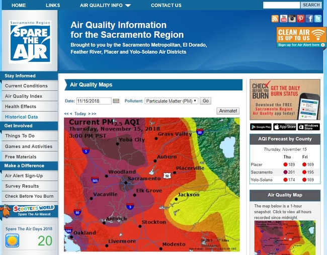 Go to http://www.sparetheair.com/aqmaps.cfm for air quality updates for our region.