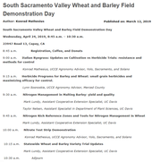 South Sacramento Valley Wheat and Barley Demonstration Day