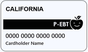 White credit card that says California P-EBT with 0s for account number
