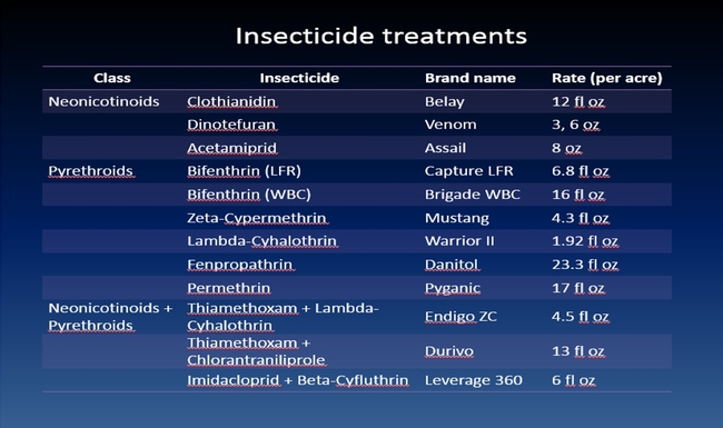 Insecticides tested against cabbage maggot