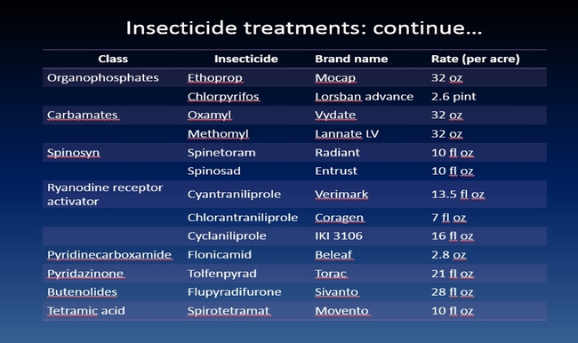 Insecticides tested against cabbage maggot (continues...)
