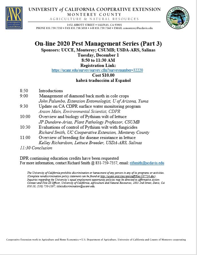 On-line 2020 Pest Management Series (Part 1* / Part 2* & Part 3 ...