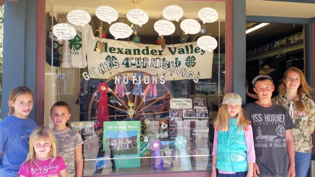 Alexander Valley 4-H in front of their window display at Bosworth's in Geyserville.