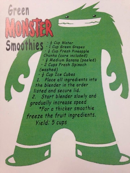 One of our recipes was the green monster smoothie, which combines fruits and vegetables to make a drink everyone can enjoy.