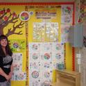 Mrs. Rollf, TK Teacher at Hidalgo Elementary shows off her Nutrition Corner.