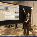 Master's student Erika Escalona shows off her first-place poster presentation during the 2024 California Plant and Soil Conference, hosted by UC ANR in Fresno, Calif., recently.