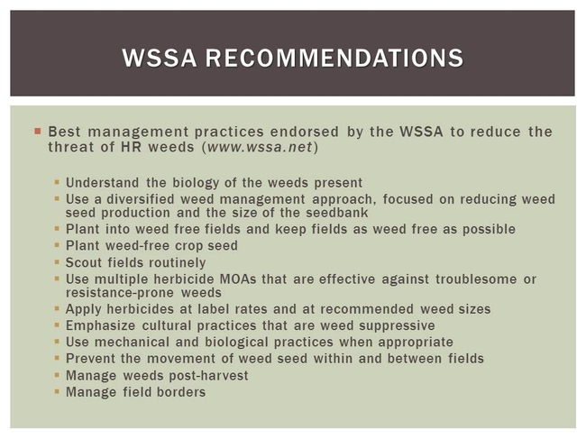 WSSA recommendations