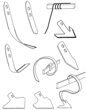 A few of the knives, sweeps, spikes and harrows created for weeding crops. (Drawing credit: Calif. Weed Science Society)