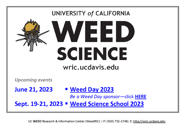 2023 Weed Day and Weed Science School announcement