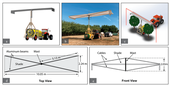 Schematic design of the backstop prototype installed on a sprayer in an almond orchard.