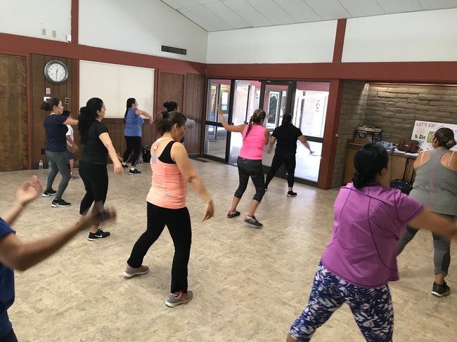 Exercise dance class participants in action!