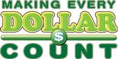 Logo for the Making Every Dollar Count curriculum, which is depicted in colorful green fonts.