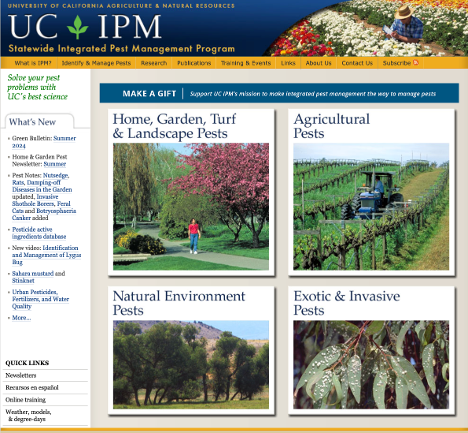 Figure 1. Previous design of the UC Statewide IPM Program's home page.