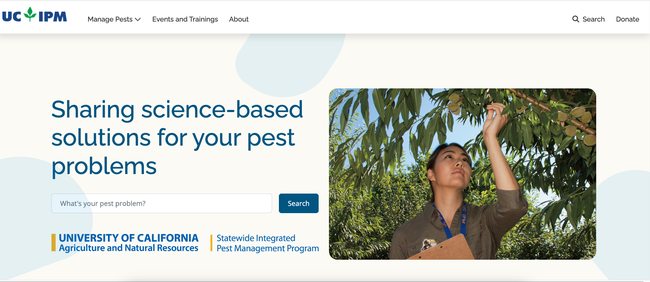 Figure 2. New design of UC IPM's home page.