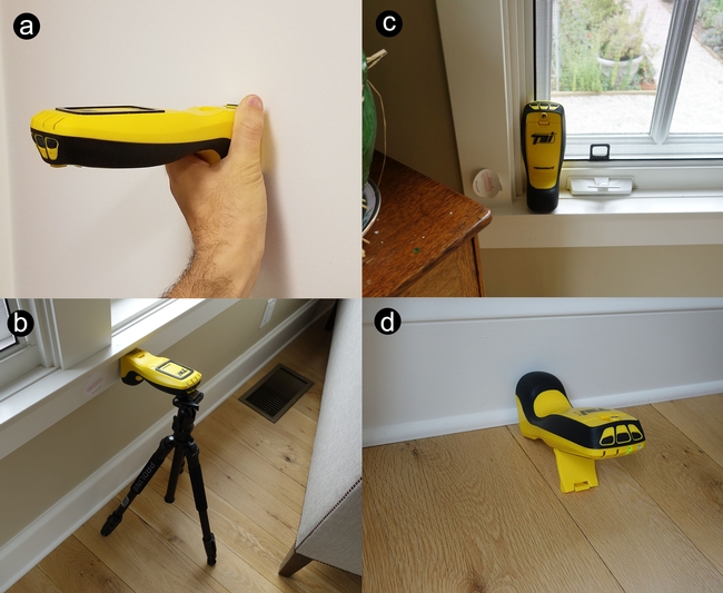 Figure 4: Various positions/configurations for using Termatrac T3i as evaluated in the field (Credit: S. Taravati)