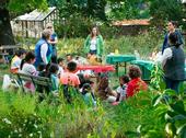 Los estudiantes aprenden sobre propagación en el programa de huertos escolares de Excávalo, cultívalo y cómelo del condado de San Marín.