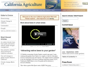 The first page of the new California Agriculture Web site.
