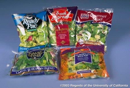 Packaged leafy greens.