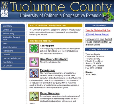 UCCE Tuolumne County website