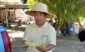 The rainy winter means sweet strawberries are on the way, says UC Cooperative Extension small farms and specialty crops Hmong ag assistant Michael Yang. The photo shows Yang with an Asian melon in summer 2018.
