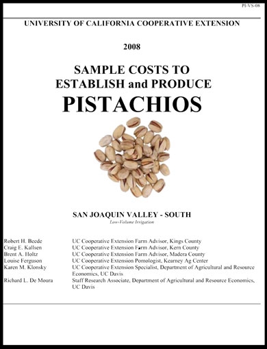 UCCE's pistachio cost study.