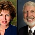 Linda Katehi, left, and Neal Van Alfen visited ag and business leaders in the valley.