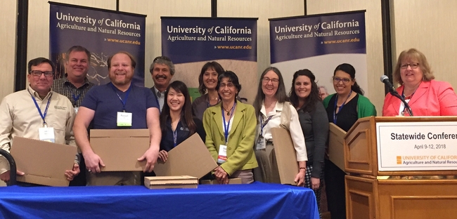 The Youth Retention Study Team won the Outstanding Research award. From left, John Borba, Chris Greer, Russ Hill, Mark Bell, Car Mun Kok, JoLynn Miller, Dorina Espinoza, Marianne Bird, Kendra Lewis, Claudia Diaz-Carrasco, and Wendy Powers.